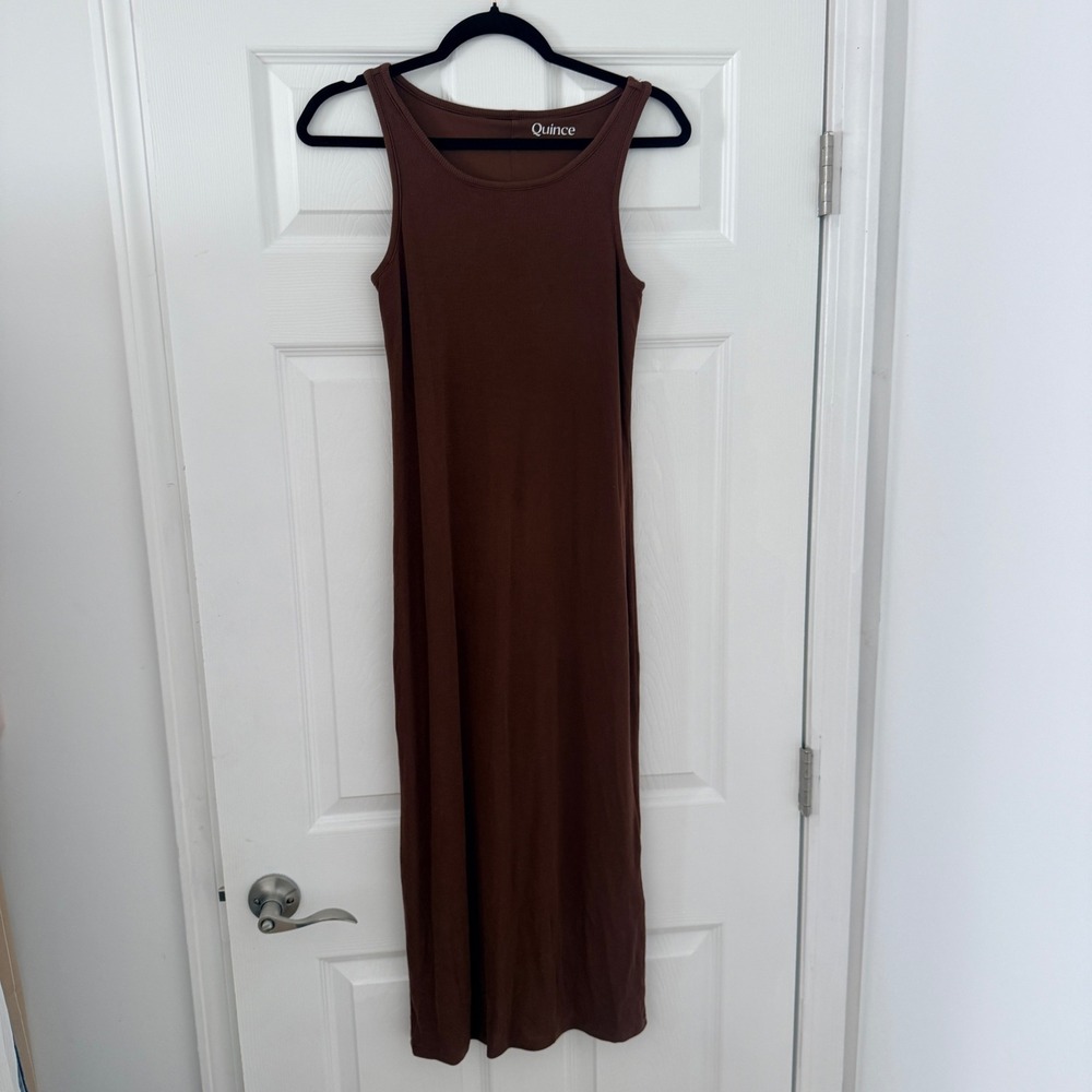 Quince‎ Brown Tencel Rib Knit Sleeveless Midi Dress Medium STIEC01-3824